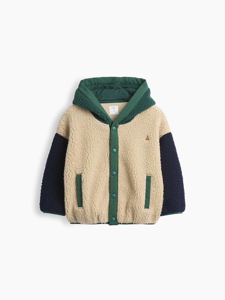 Image 2 of 3, Baby & Toddler Hooded Sherpa Jacket