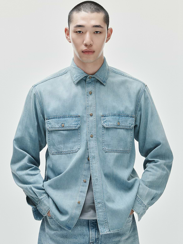 UltraSoft Denim Relaxed Utility Shirt