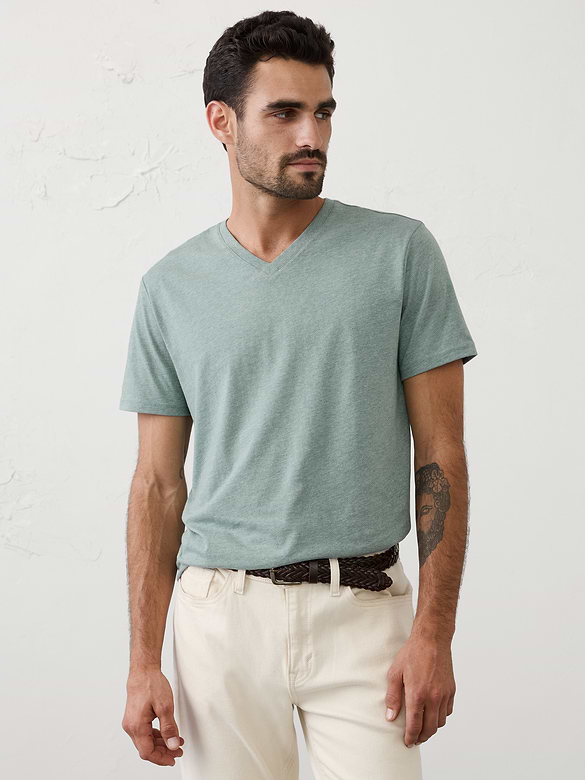 Standard-Fit Premium Wash V-Neck Shirt