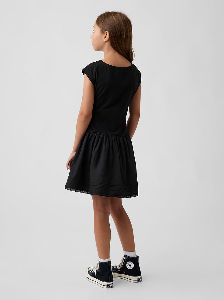 L'image numéro 3 présente Robe à taille tombante en matières mixtes pour Enfant