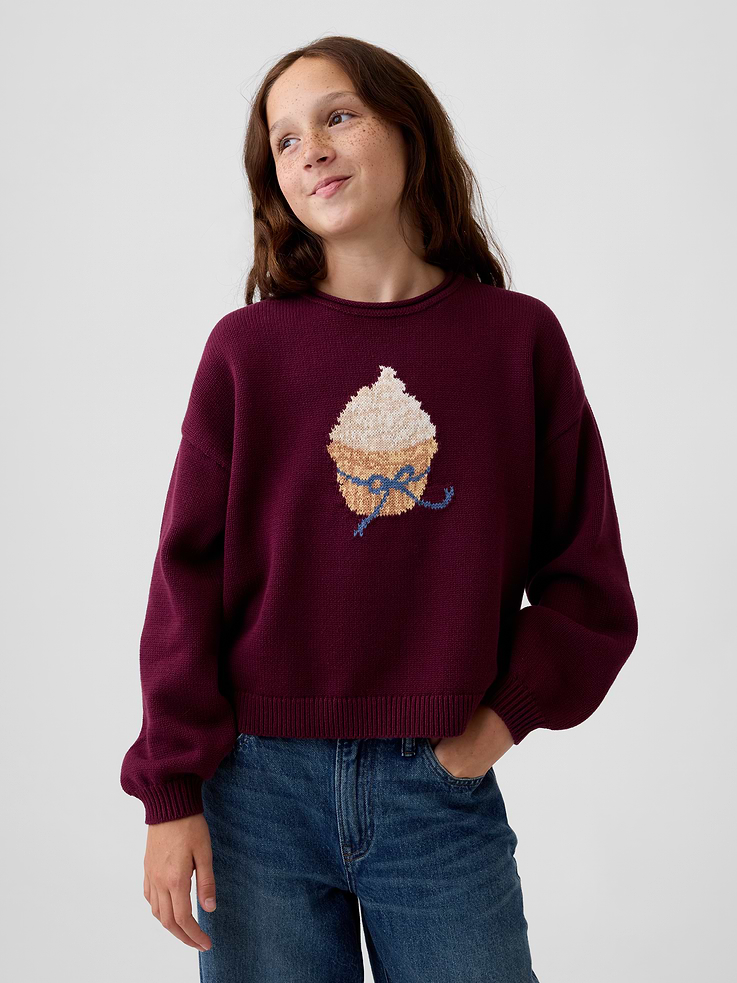 Image 1 of 5, Soft knit cotton sweater. In an oversized fit., Rollneck., Long sleeves with drop shoulders and banded cuffs., Ribbed hem., Assorted colors, graphics, and prints., Product #908921