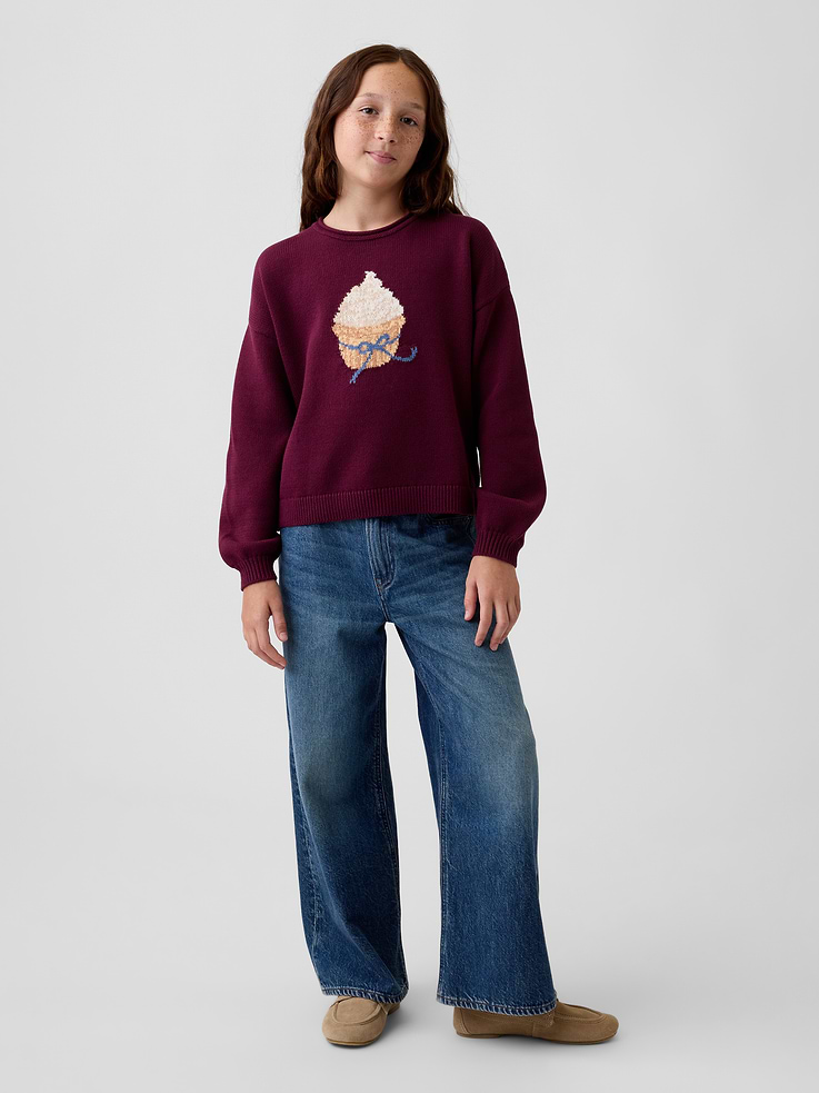 Image 4 of 5, Kids 100% Cotton Oversized Rollneck Sweater