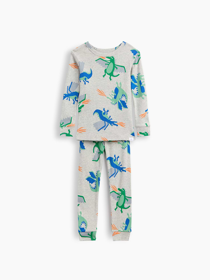 Image number 1 showing, Baby & Toddler Organic Brushed Cotton Dragon PJ Set