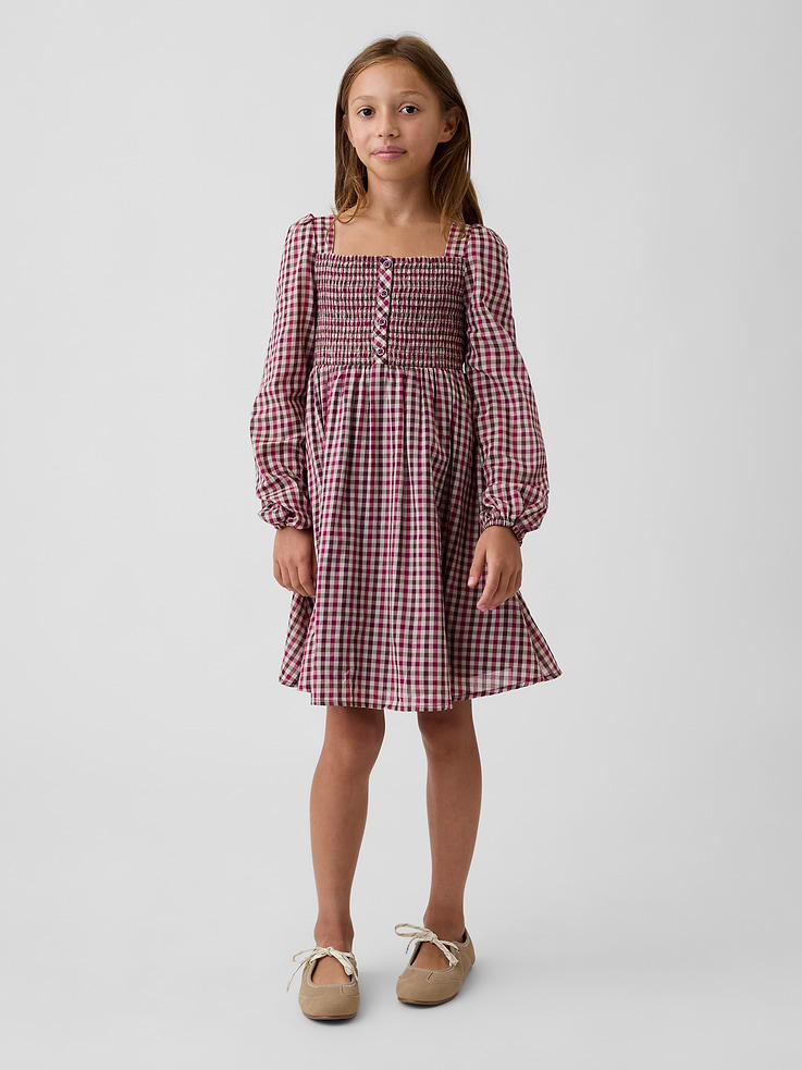Image number 1 showing, Kids Smocked Square-Neck Dress