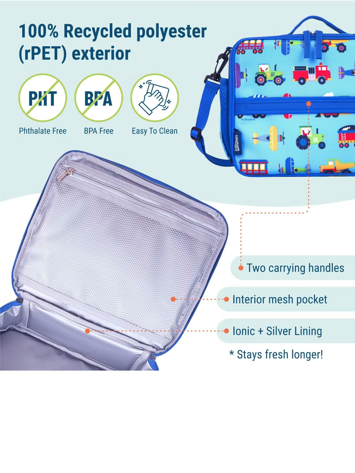 Image number 5 showing, Wildkin Trains Planes and Trucks ECO Lunch Box