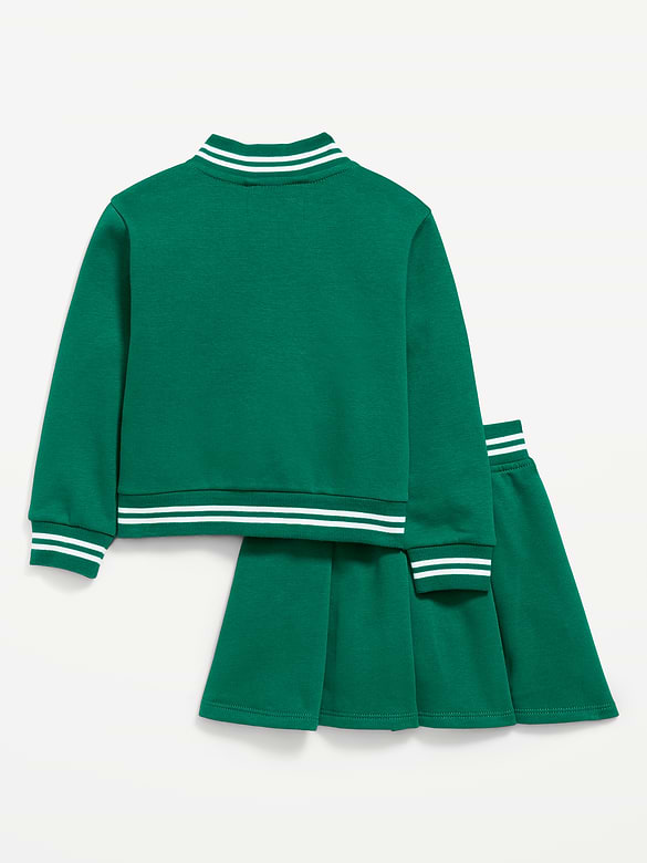 Fleece Bomber Jacket and Pleated Skirt Set for Toddler Girls