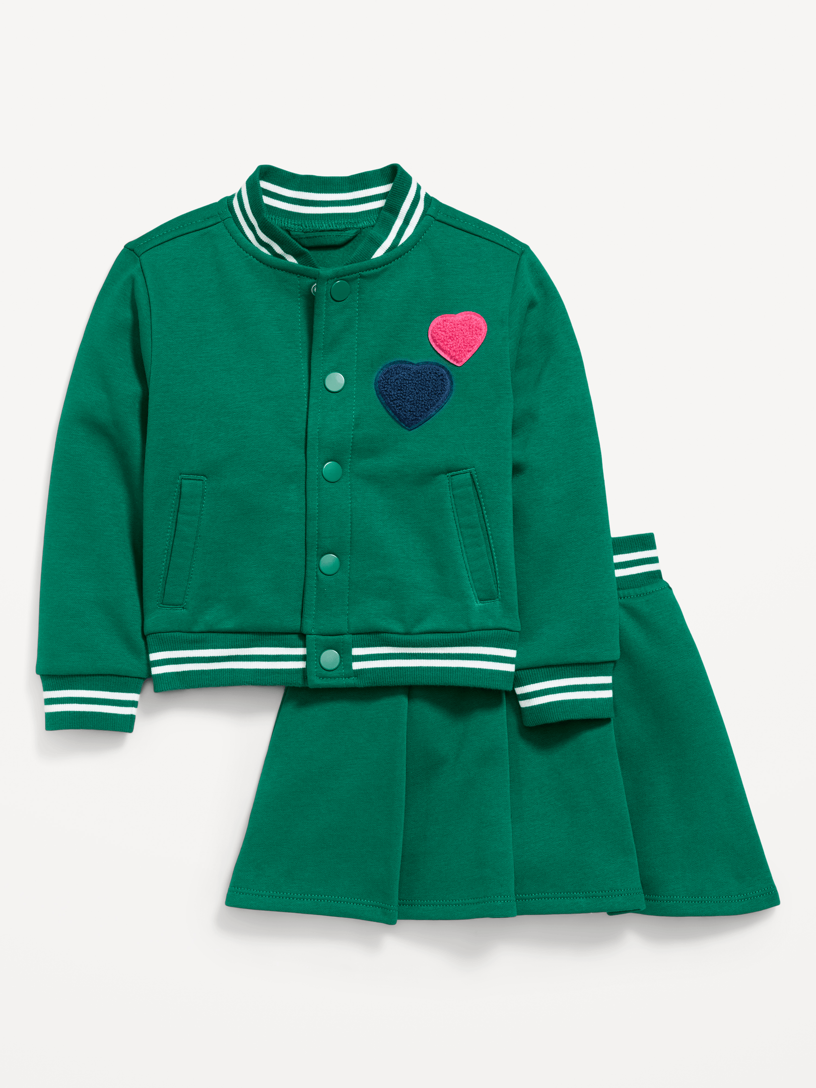 L'image numéro 2 présente Ensemble blouson d’aviateur et jupe plissée en molleton pour toute-petite