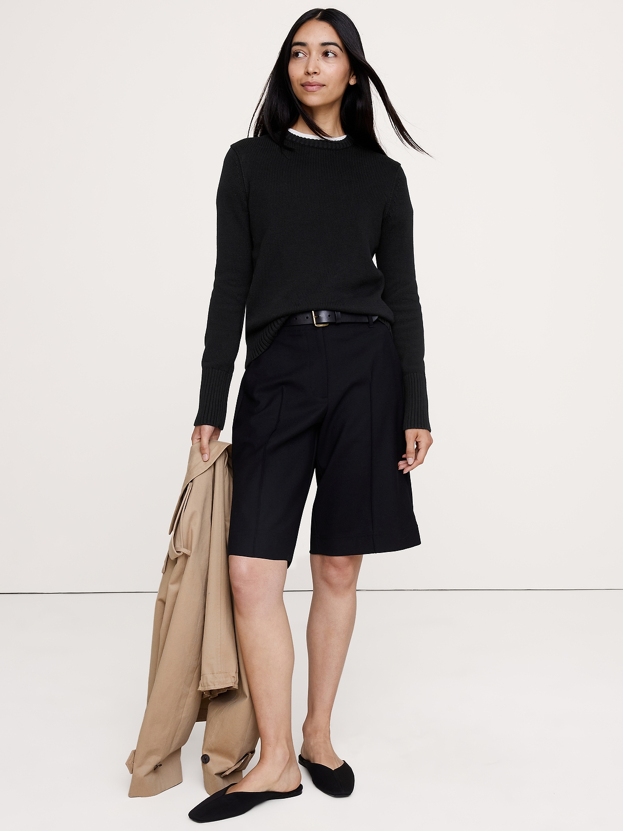 Larkspur Cotton-Silk Crew-Neck Sweater | Banana Republic