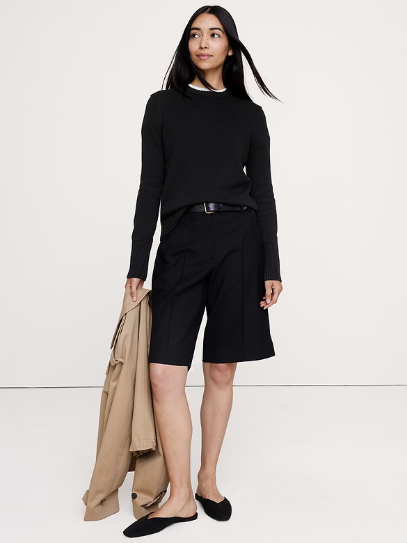 Larkspur Cotton-Silk Crew-Neck Sweater
