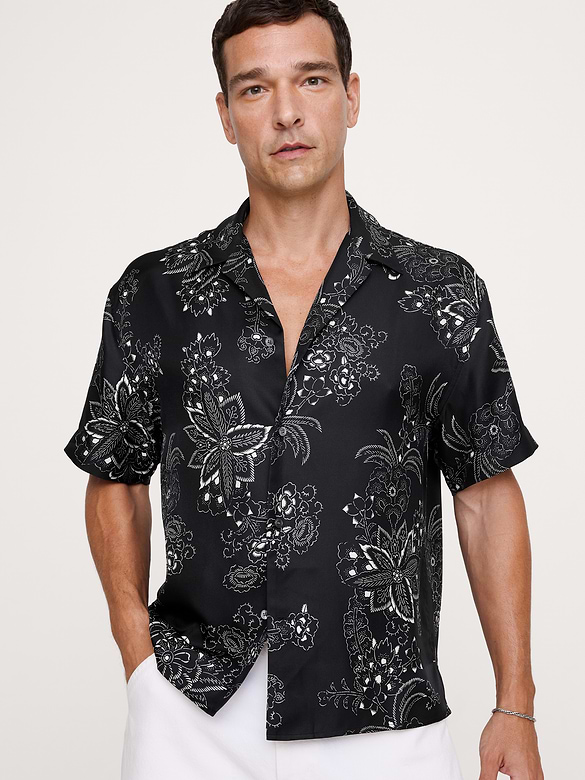 Standard-Fit Silk Resort Shirt