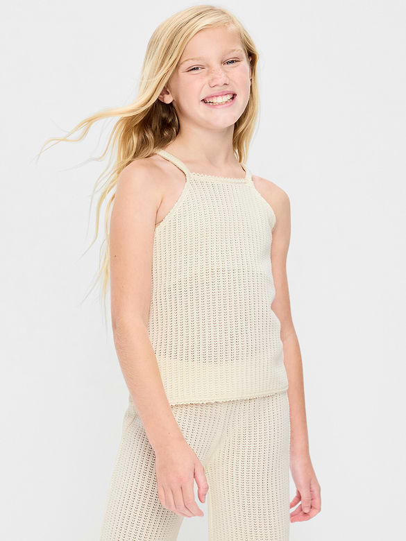 Haut en tricot de jacquard sans manches pour fille