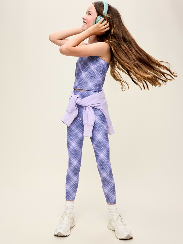 High-Waisted PowerSoft 7/8-Length Side-Pocket Leggings for Girls