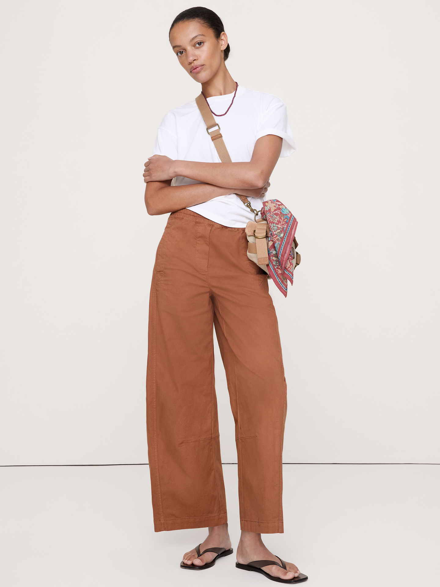 Image number 1 showing, Mid-Rise Relaxed Painter Pull-On Pant