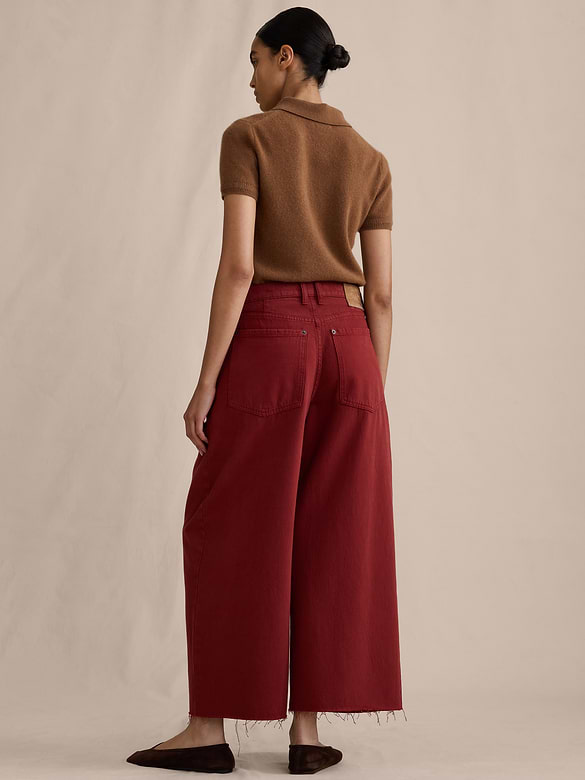 Mid-Rise Loose Pleated Crop Jean