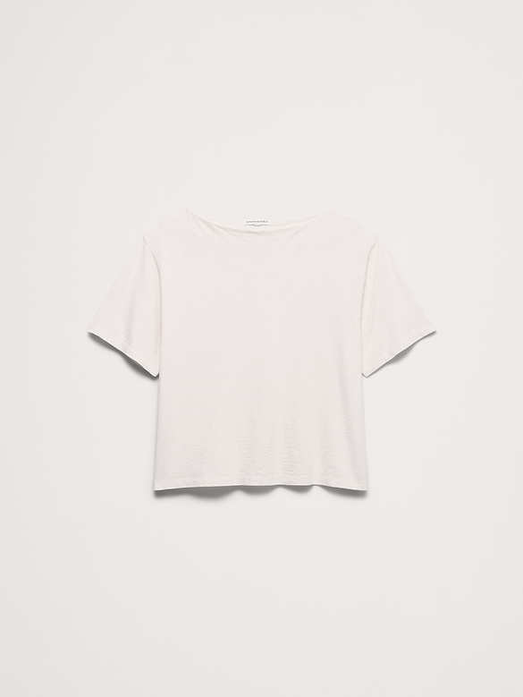 Cotton Slub Boat-Neck T-Shirt