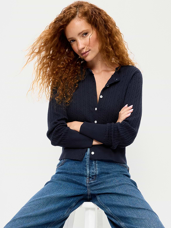 SoSoft Cotton Crew-Neck Cardigan Sweater