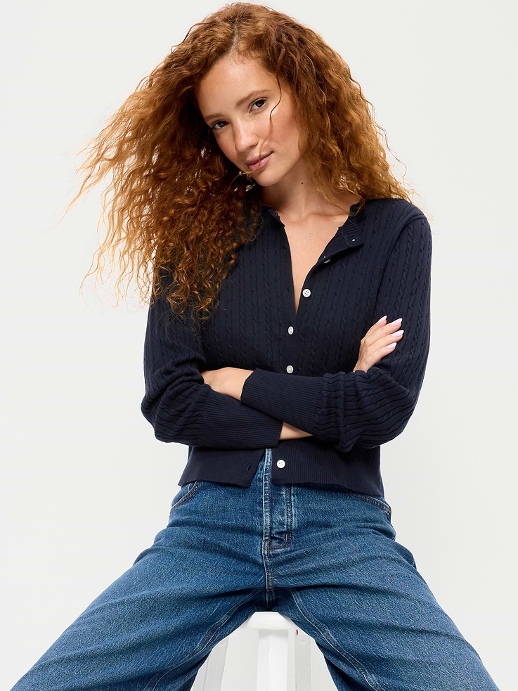 Image number 3 showing, SoSoft Cotton Crew-Neck Cardigan Sweater