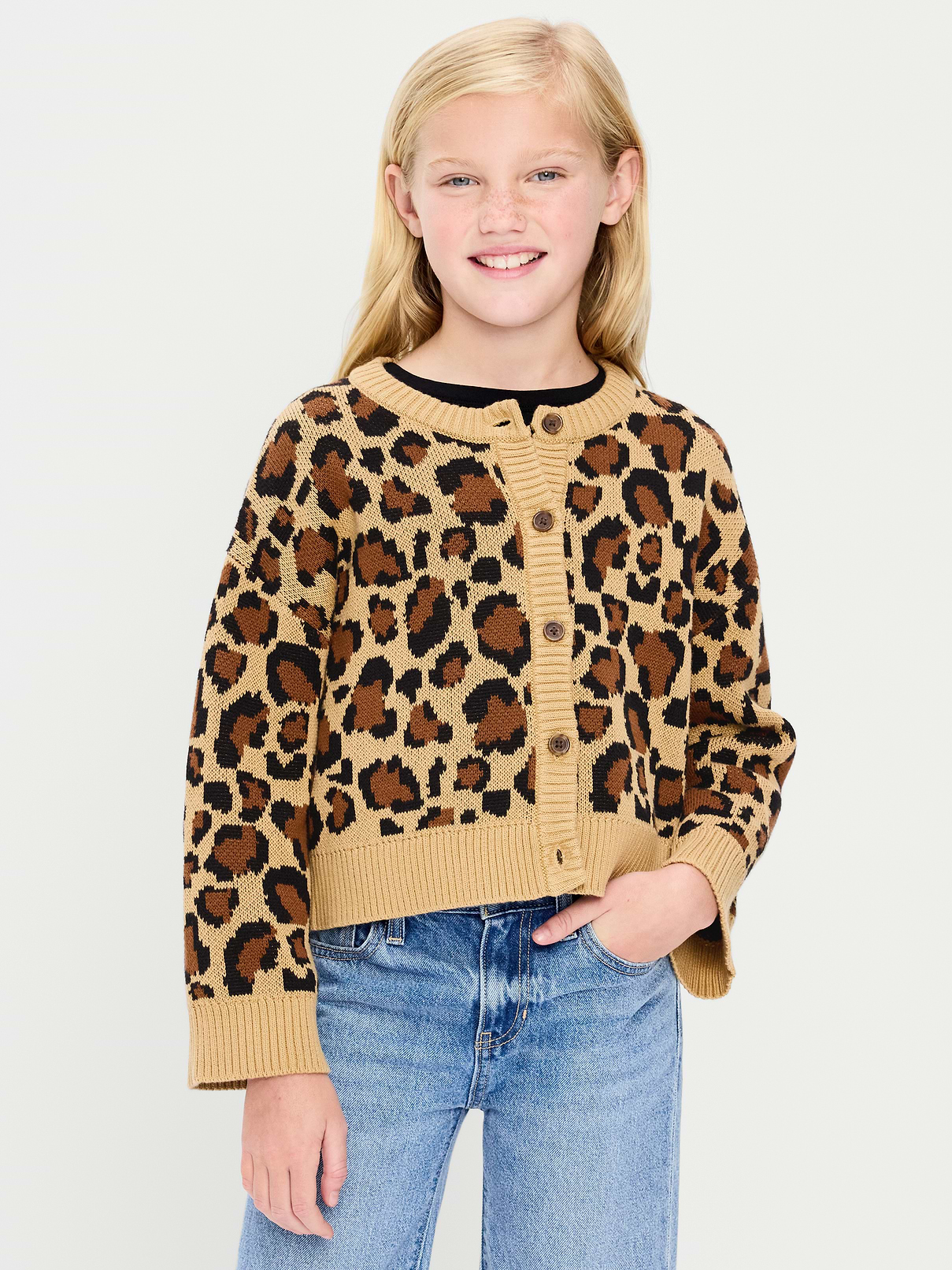 Image number 1 showing, Cozy Button-Front Cardigan Sweater for Girls