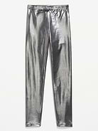 Image number 1 showing, Shiny Foil Print Leggings for Girls