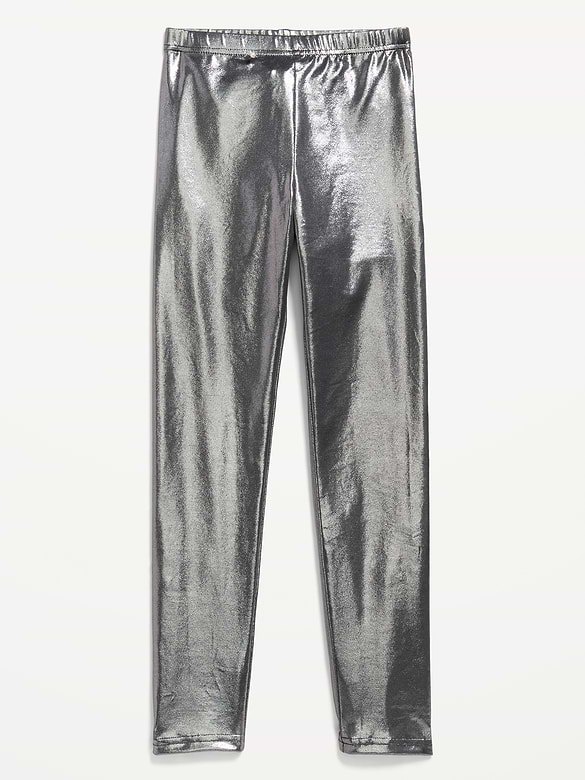 Shiny Foil Print Leggings for Girls