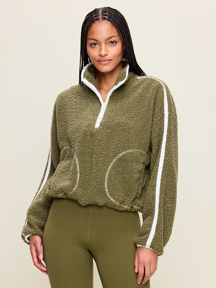 Image number 1 showing, Loose Sherpa Quarter-Zip Pullover