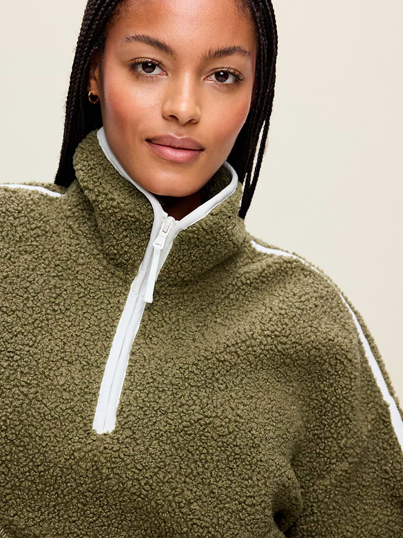 Loose Sherpa Quarter-Zip Pullover
