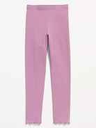 Image number 1 showing, Ribbed Lettuce-Edge Leggings for Girls
