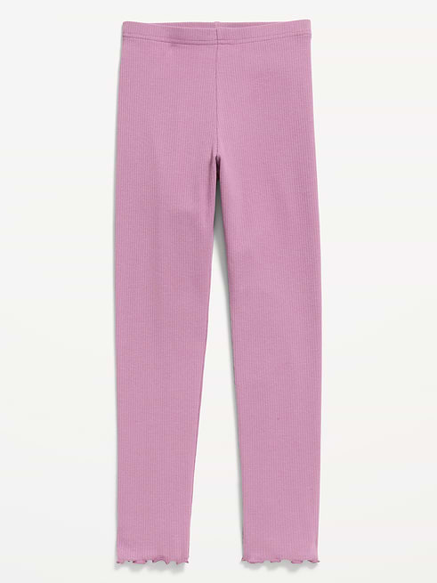 Ribbed Ribbed Lettuce-Edge Leggings for Girls on clearance at Old Navy — 40% off