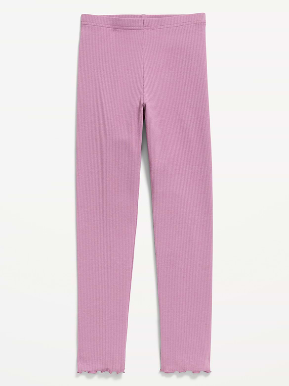Ribbed Lettuce-Edge Leggings for Girls