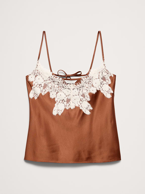 Stretch-Satin Lace-Trim Camisole