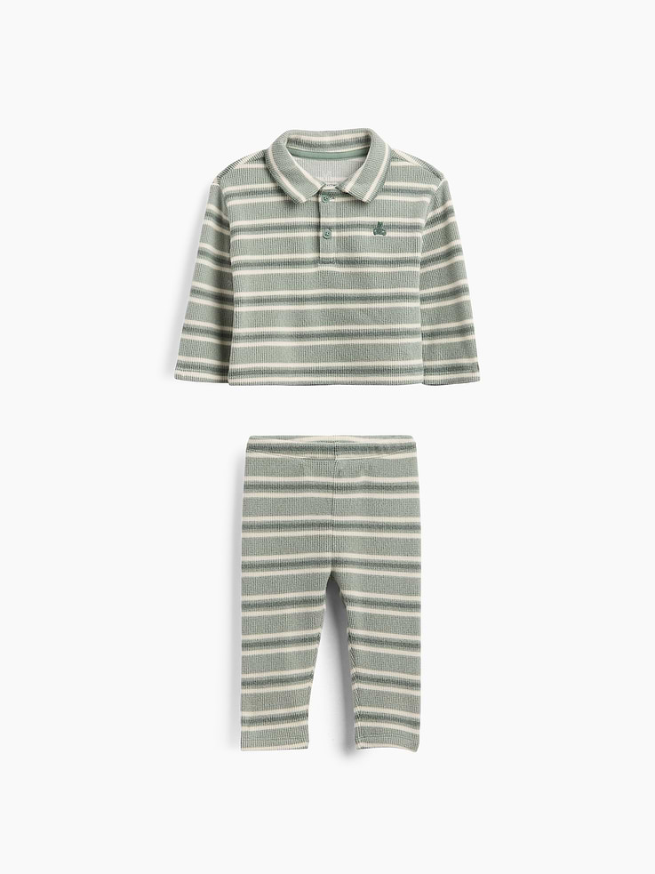 Image number 1 showing, Baby Softspun Waffle Polo Outfit Set