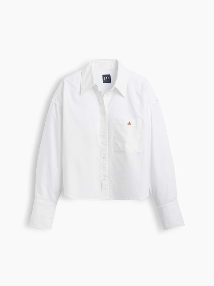 Image number 5 showing, Organic Cotton Oversized Crop Oxford Shirt
