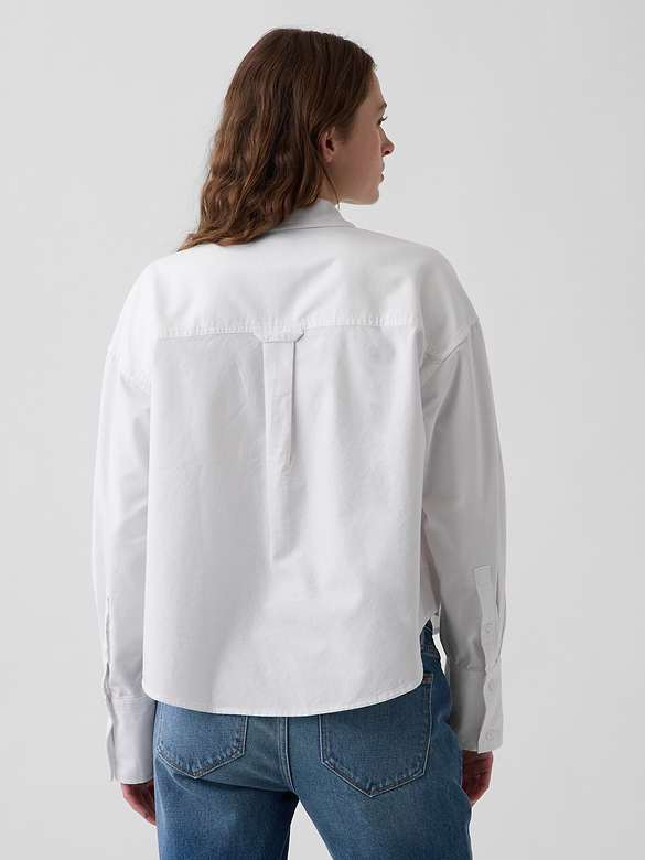 Organic Cotton Oversized Crop Oxford Shirt