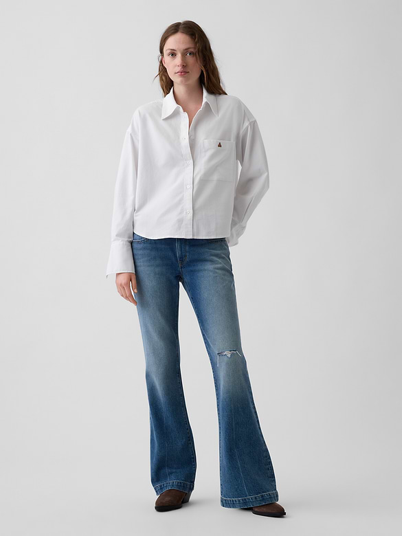Organic Cotton Oversized Crop Oxford Shirt