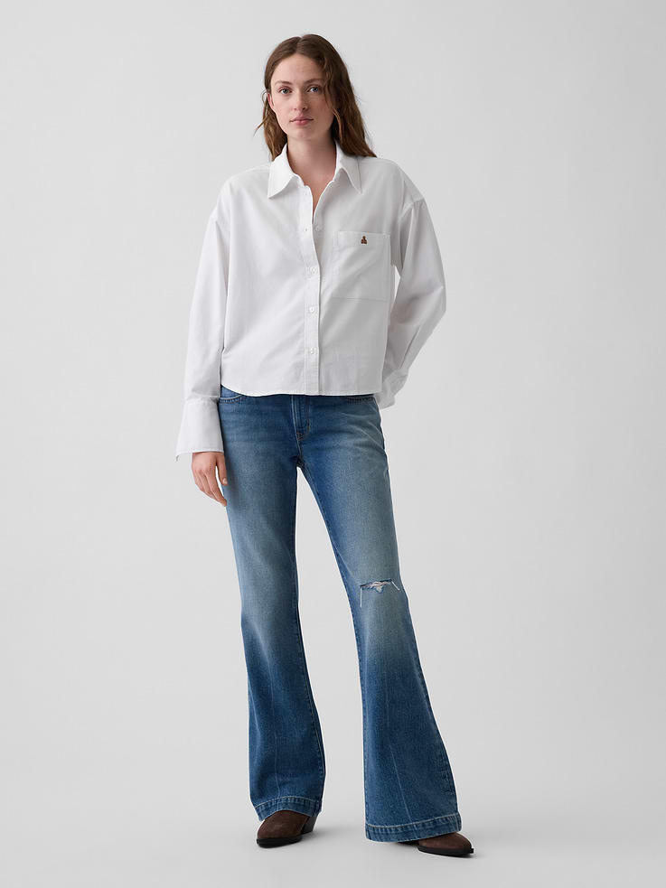 Image number 2 showing, Organic Cotton Oversized Crop Oxford Shirt