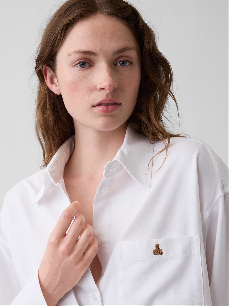 Image number 4 showing, Organic Cotton Oversized Crop Oxford Shirt