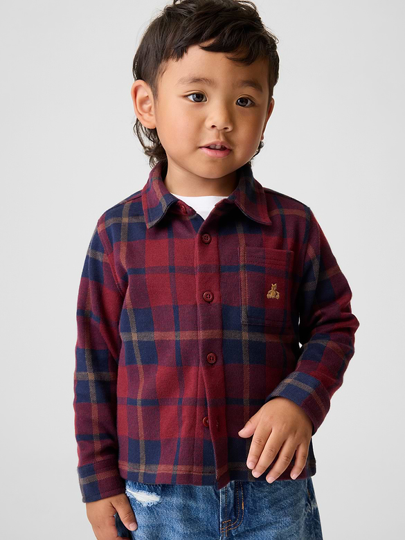 Baby & Toddler Knit Jersey Plaid Shirt