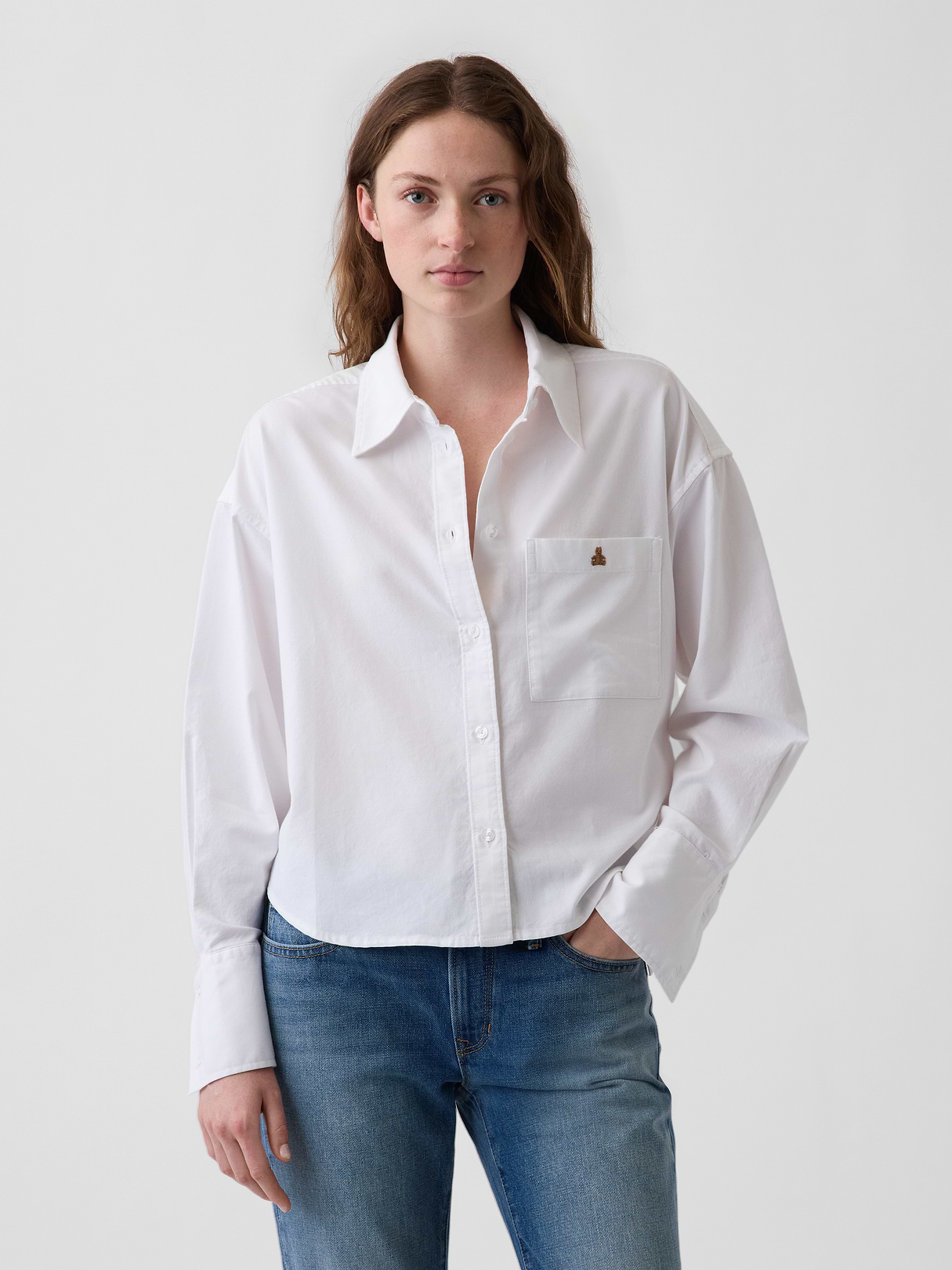 Gap Organic Cotton Oversized Crop Oxford Shirt (5)