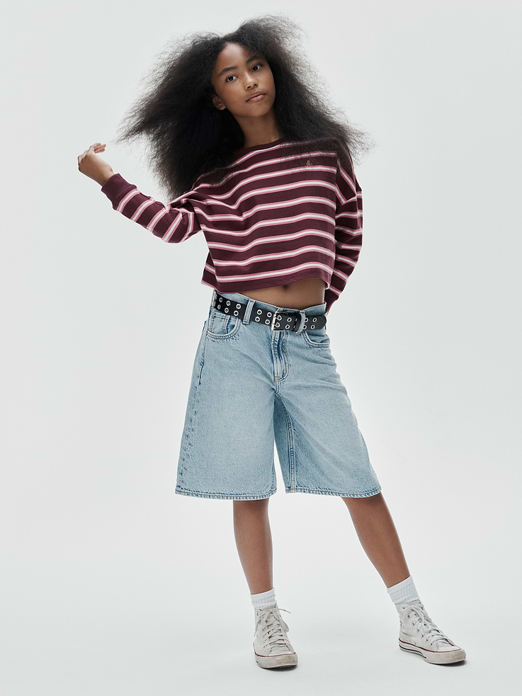 Image number 6 showing, Kids Mid Rise Longline Denim Shorts