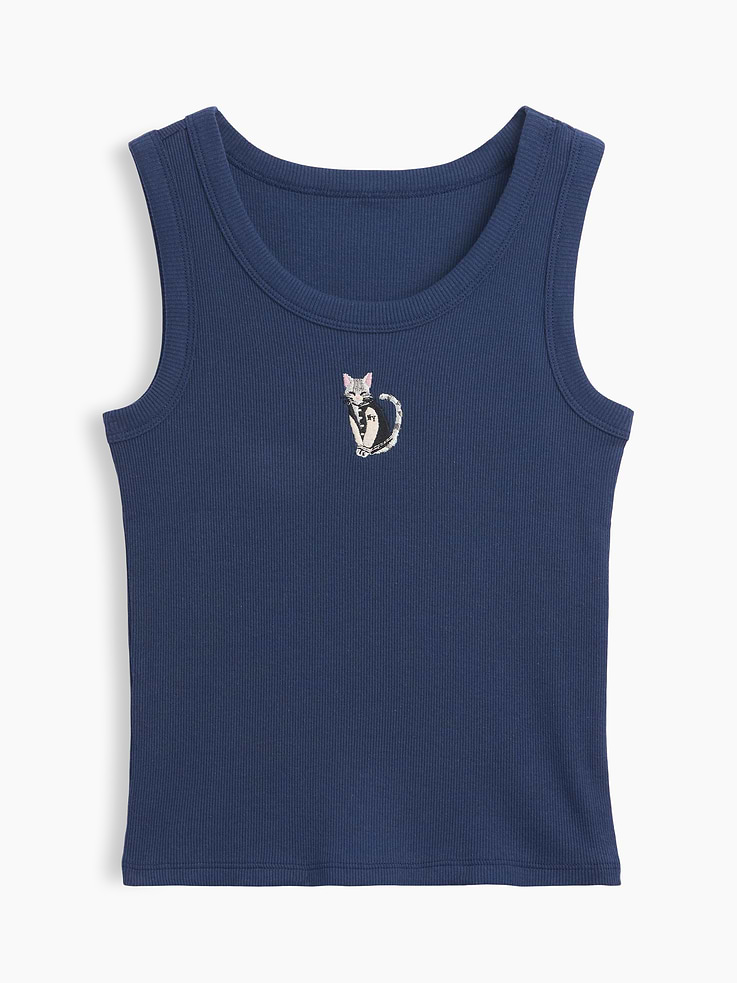Image number 2 showing, Kids Rib Embroidered Graphic Tank Top