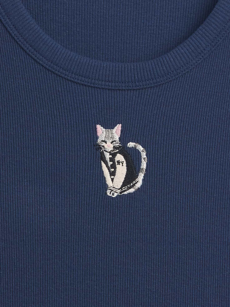 Image number 4 showing, Kids Rib Embroidered Graphic Tank Top