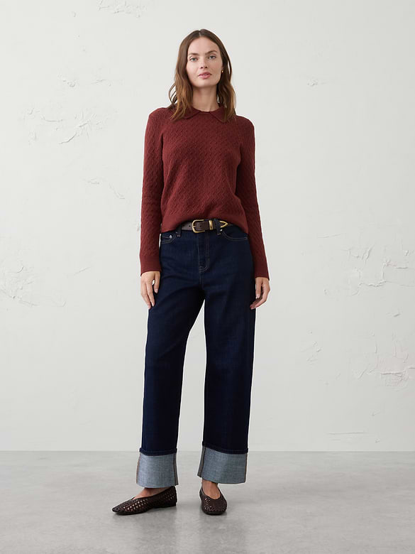 Boucle Collar-Neck Sweater
