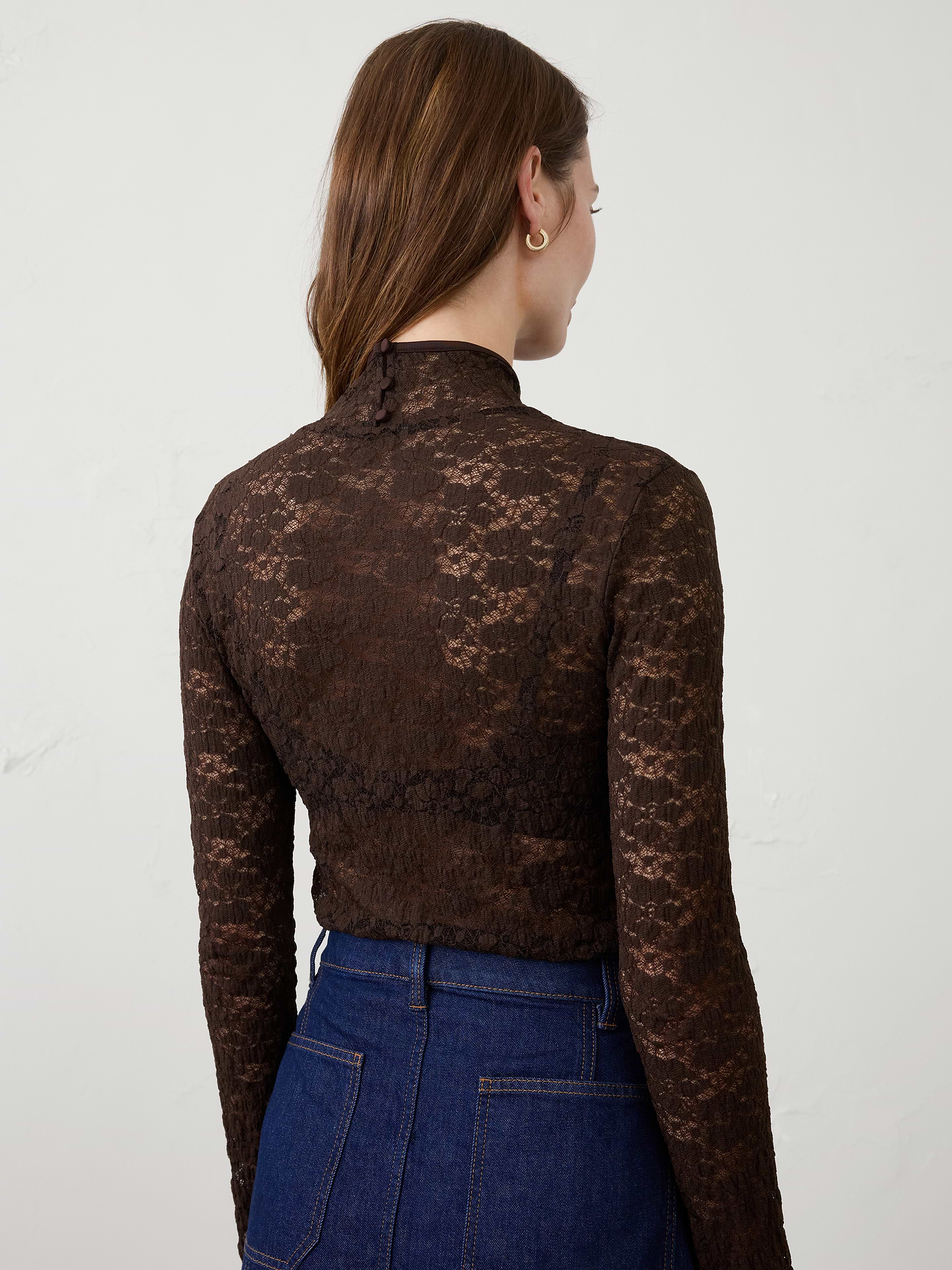 Image number 2 showing, Lace Puckered Turtle-Neck Top