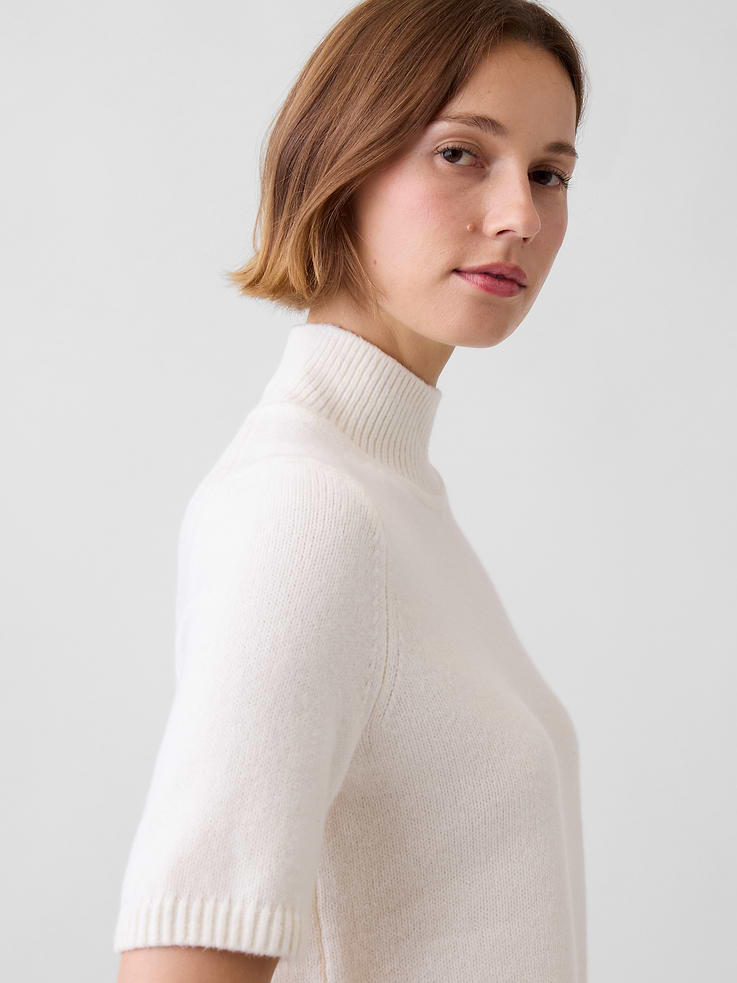 Image number 4 showing, CashSoft Mockneck Elbow-Sleeve Sweater