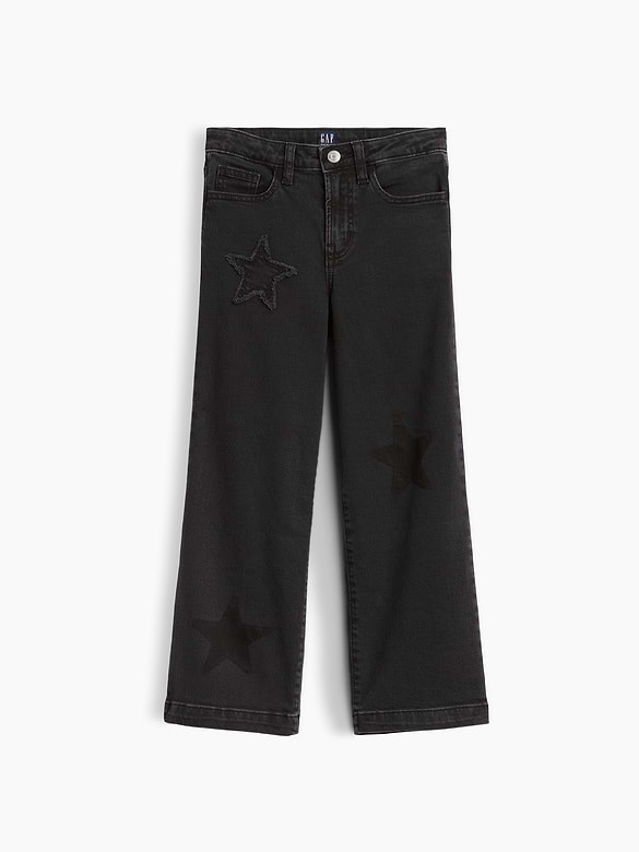 Kids High Rise Wide-Leg Ankle Jeans