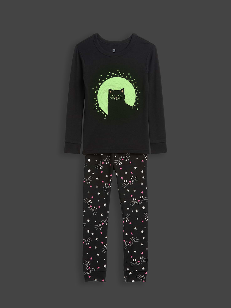 Image number 1 showing, babyGap Glow-in-the-Dark Halloween Cat PJ Set