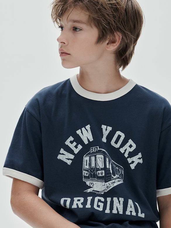 Kids Relaxed New York Graphic Ringer T-Shirt
