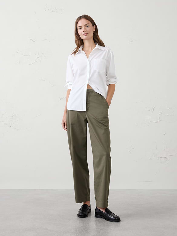 Barrel-Leg High-Rise Twill Utility Pant