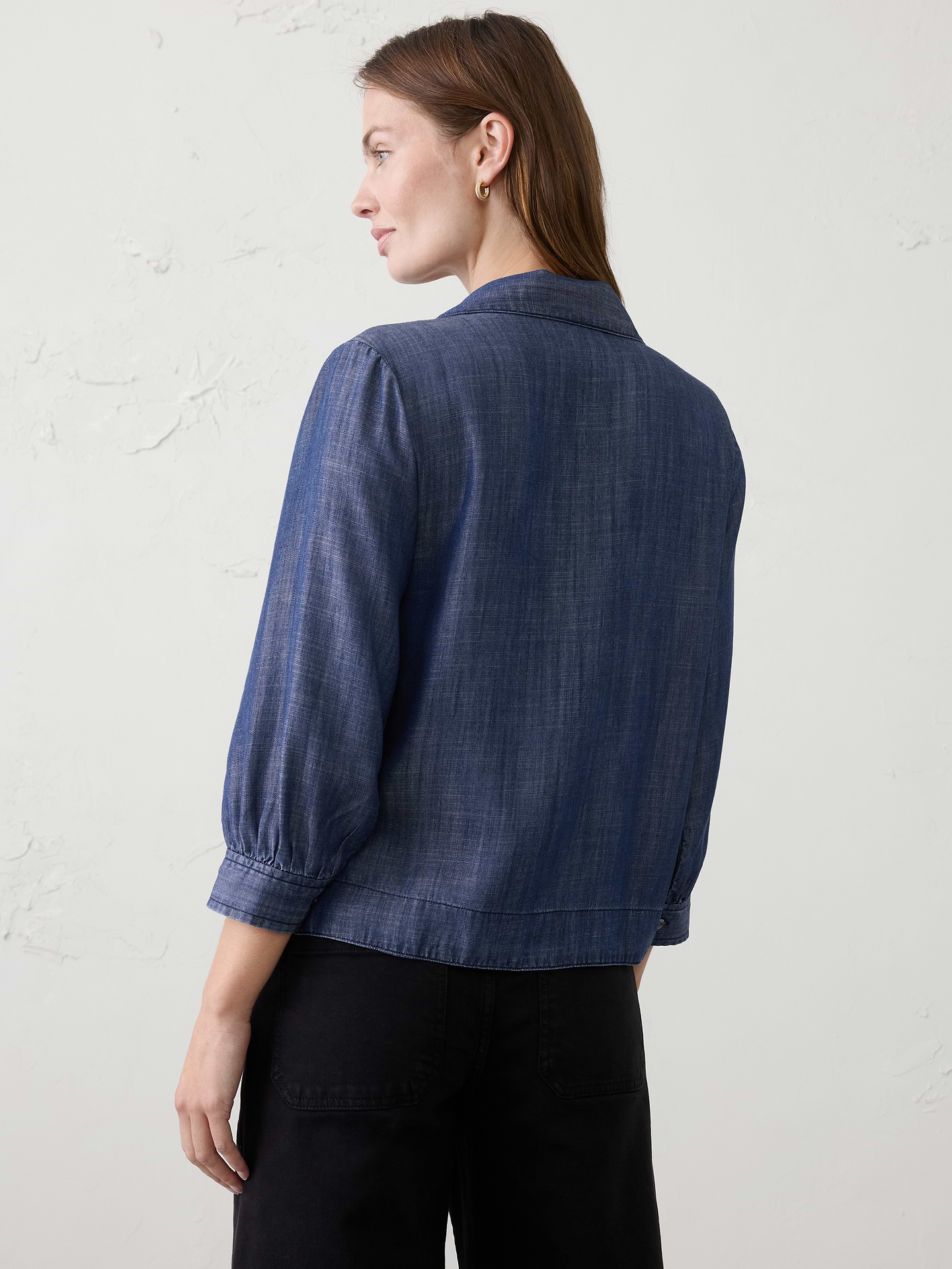 Image number 2 showing, Denim Collared Tab Pullover Top