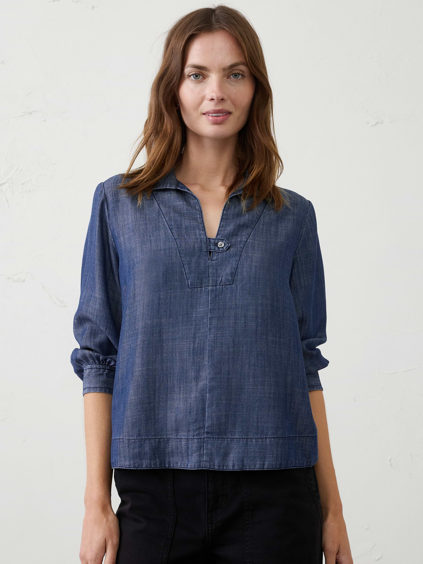 Image number 3 showing, Denim Collared Tab Pullover Top